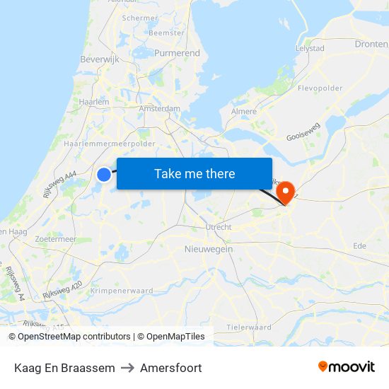 Kaag En Braassem to Amersfoort map