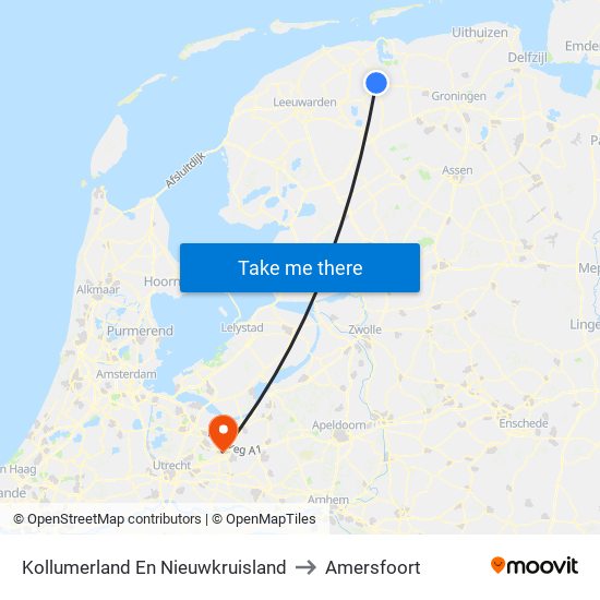 Kollumerland En Nieuwkruisland to Amersfoort map