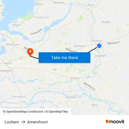 Lochem to Amersfoort map