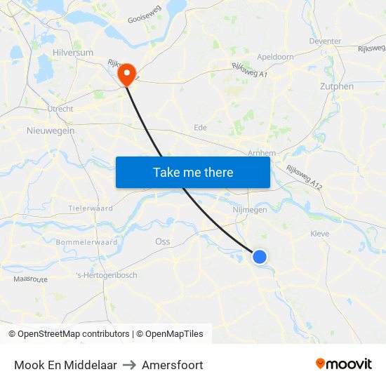 Mook En Middelaar to Amersfoort map