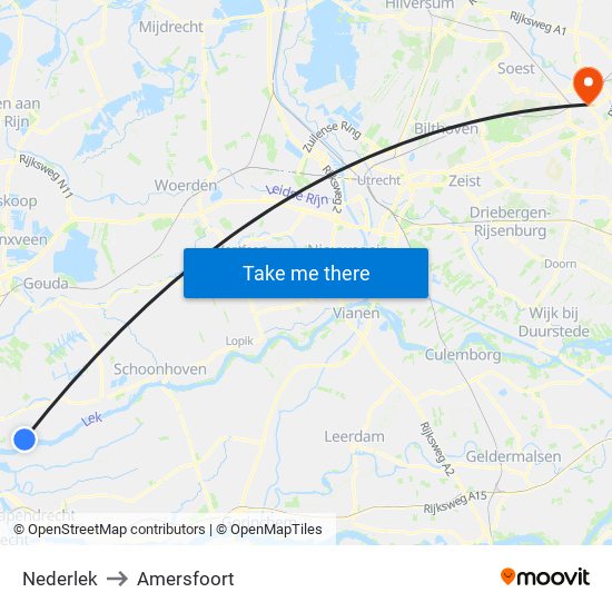 Nederlek to Amersfoort map