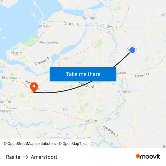 Raalte to Amersfoort map