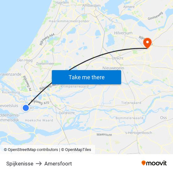 Spijkenisse to Amersfoort map