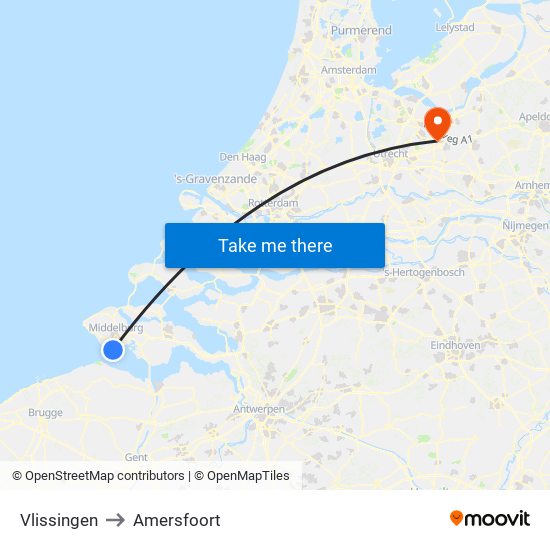 Vlissingen to Amersfoort map