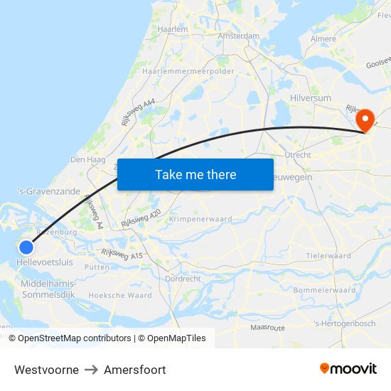 Westvoorne to Amersfoort map