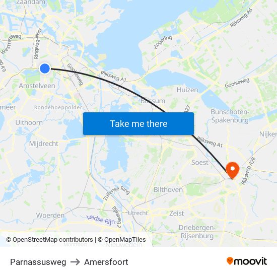 Parnassusweg to Amersfoort map