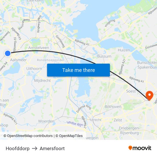 Hoofddorp to Amersfoort map