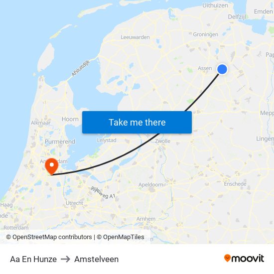 Aa En Hunze to Amstelveen map