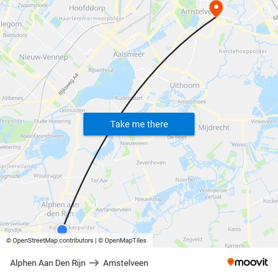 Alphen Aan Den Rijn to Amstelveen map