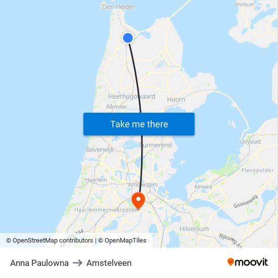 Anna Paulowna to Amstelveen map