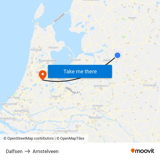 Dalfsen to Amstelveen map