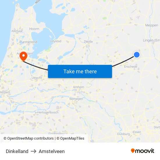 Dinkelland to Amstelveen map