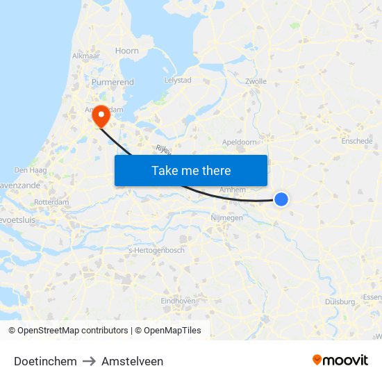 Doetinchem to Amstelveen map