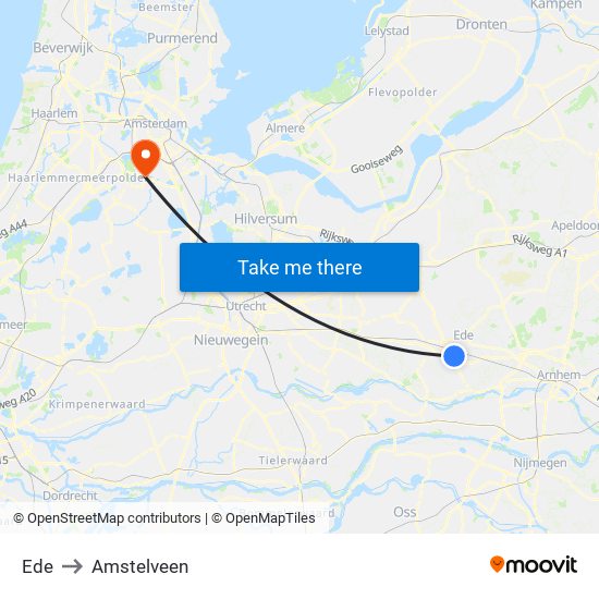 Ede to Amstelveen map