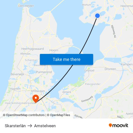 Skarsterlân to Amstelveen map