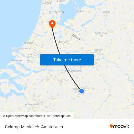 Geldrop-Mierlo to Amstelveen map