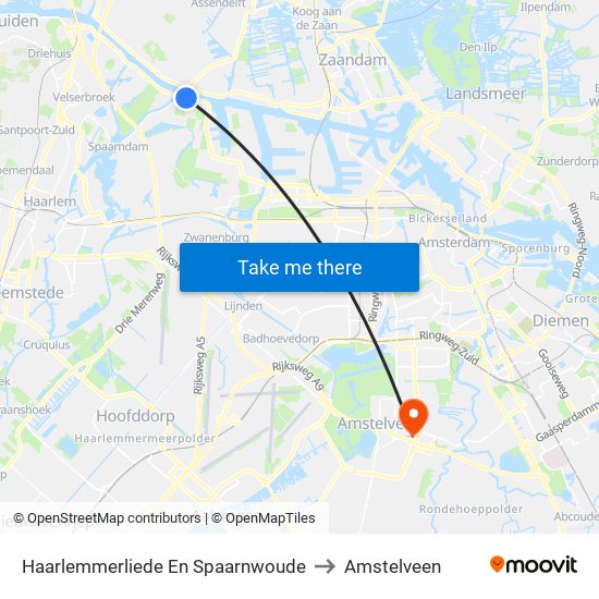 Haarlemmerliede En Spaarnwoude to Amstelveen map