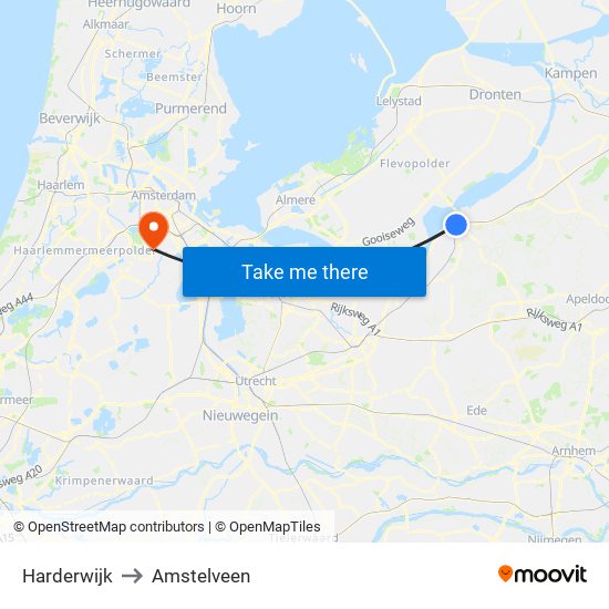 Harderwijk to Amstelveen map