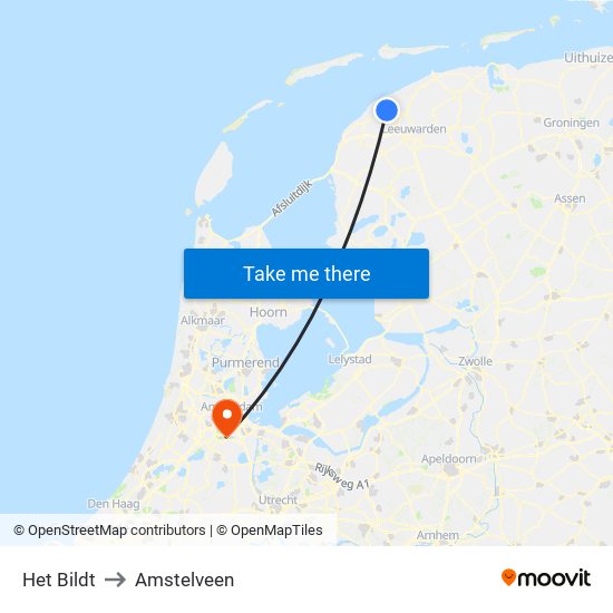 Het Bildt to Amstelveen map