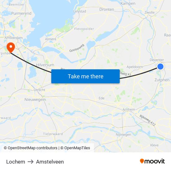 Lochem to Amstelveen map