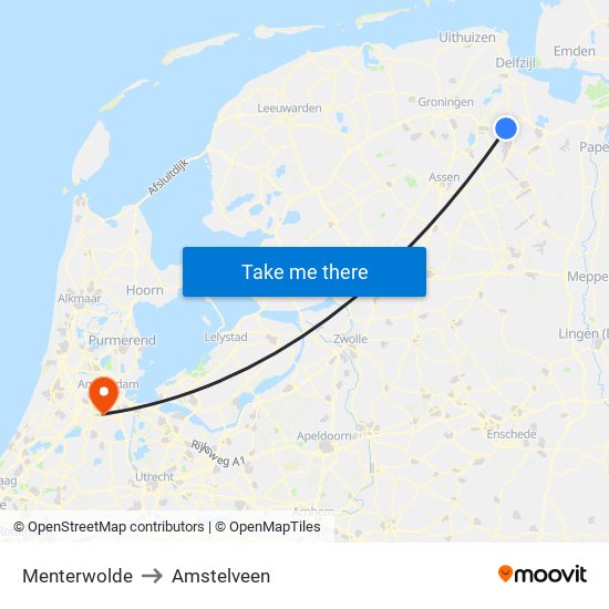 Menterwolde to Amstelveen map