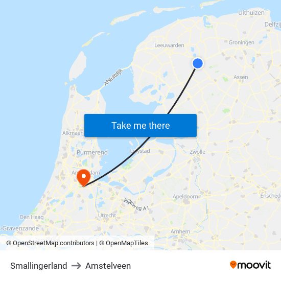 Smallingerland to Amstelveen map