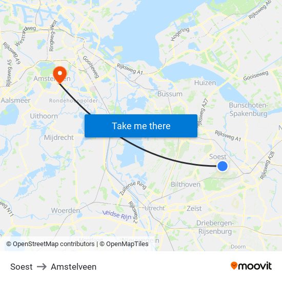 Soest to Amstelveen map