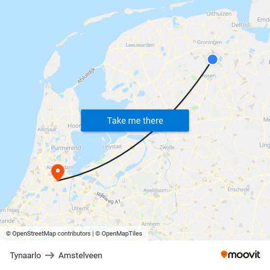 Tynaarlo to Amstelveen map
