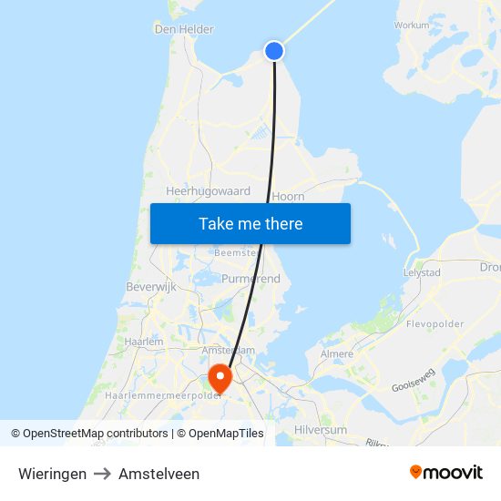 Wieringen to Amstelveen map