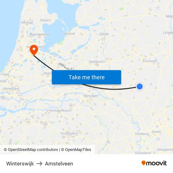 Winterswijk to Amstelveen map