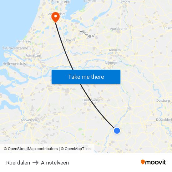 Roerdalen to Amstelveen map