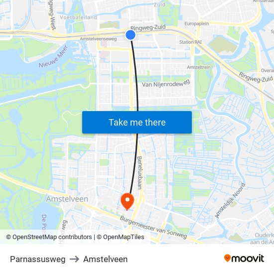 Parnassusweg to Amstelveen map