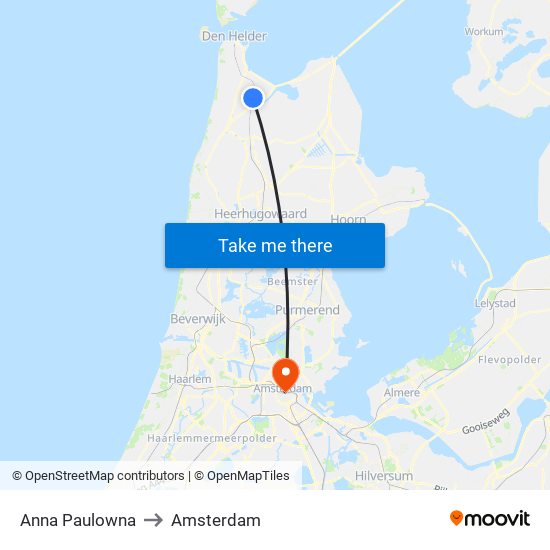 Anna Paulowna to Amsterdam map