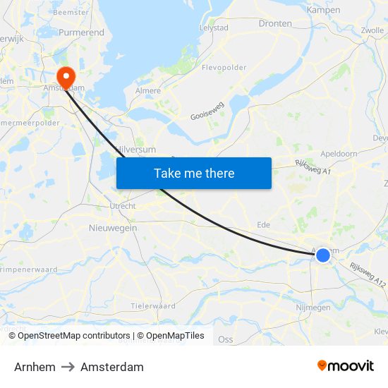 Arnhem to Amsterdam map