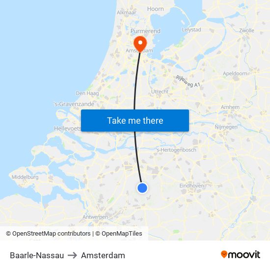 Baarle-Nassau to Amsterdam map