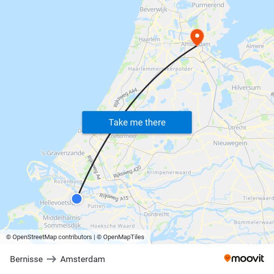 Bernisse to Amsterdam map