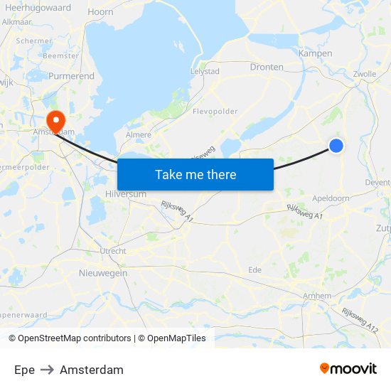 Epe to Amsterdam map