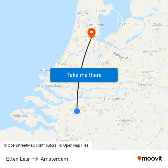 Etten-Leur to Amsterdam map