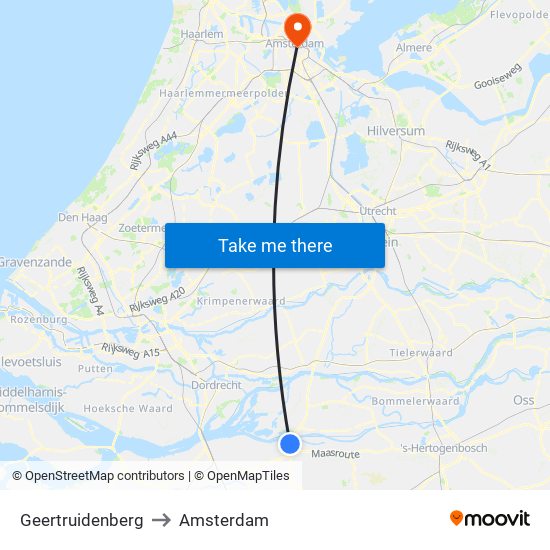 Geertruidenberg to Amsterdam map