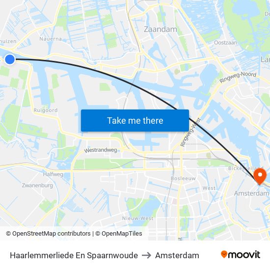 Haarlemmerliede En Spaarnwoude to Amsterdam map