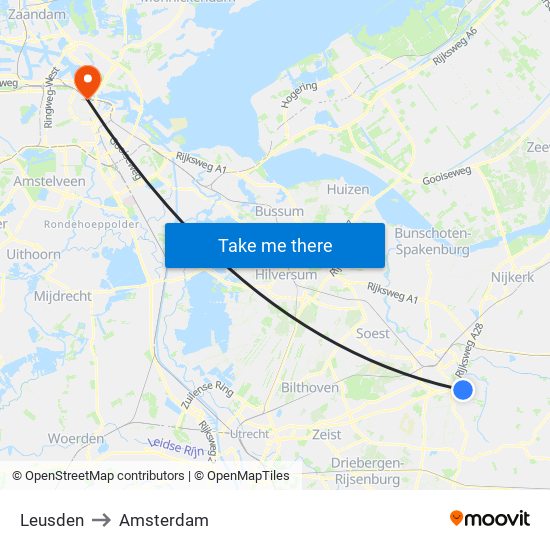 Leusden to Amsterdam map