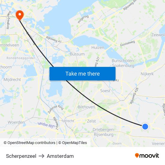 Scherpenzeel to Amsterdam map