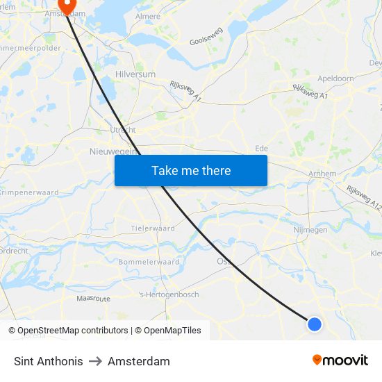 Sint Anthonis to Amsterdam map