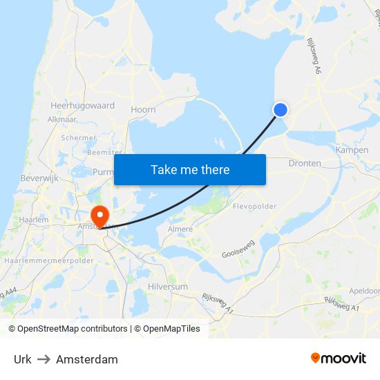 Urk to Amsterdam map