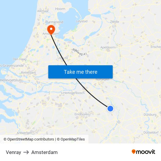 Venray to Amsterdam map