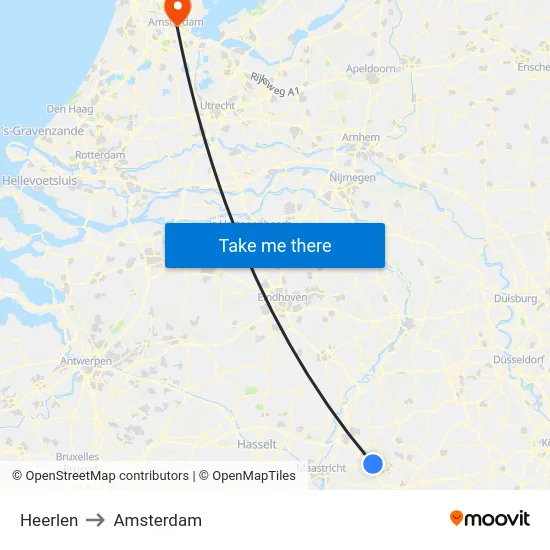 Heerlen to Amsterdam map