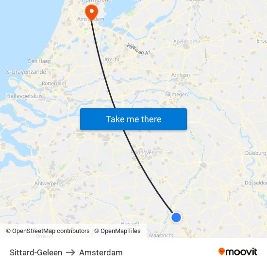 Sittard-Geleen to Amsterdam map