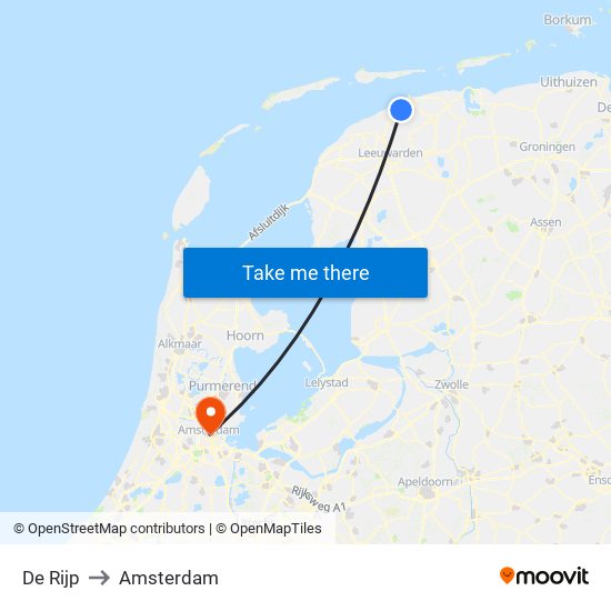 De Rijp to Amsterdam map