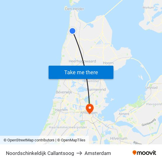 Noordschinkeldijk Callantsoog to Amsterdam map