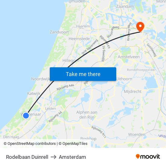 Rodelbaan Duinrell to Amsterdam map